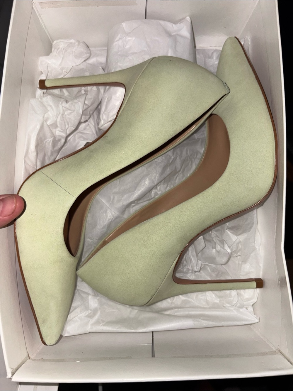 SCHUTZ Pale Green Pointed-Toe Stiletto Pumps 121